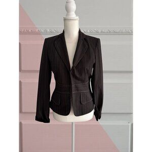 THE LIMITED Brown Pinstriped Blazer Jacket Size 4